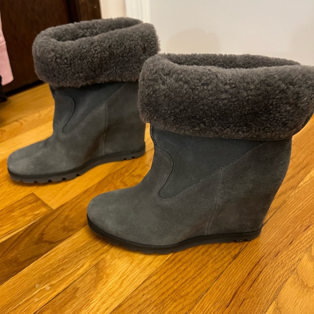 UGG Charcoal Suede Women's Wedge Boots